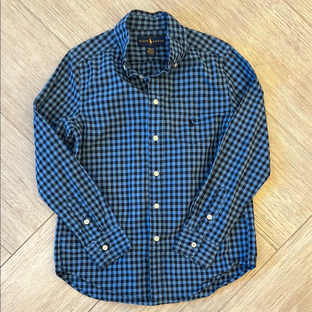 Boys Ralph Lauren Blue Casual Button Down Shirt Classic Design